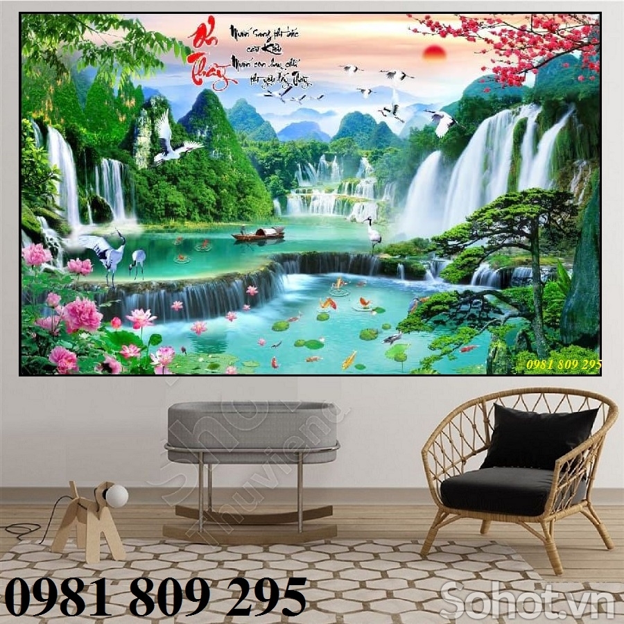 tranh gạch 3d - mẫu tranh phong cảnh ốp tường