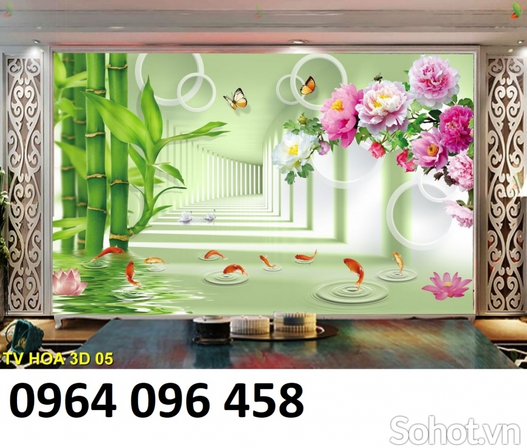 Tranh hoa sen 3d tranh ạch 3d hoa sen KJH6