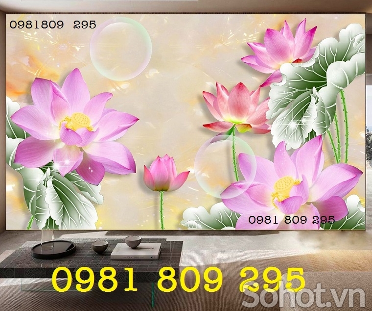 Tranh gạch - gạch trang trí hoa sen