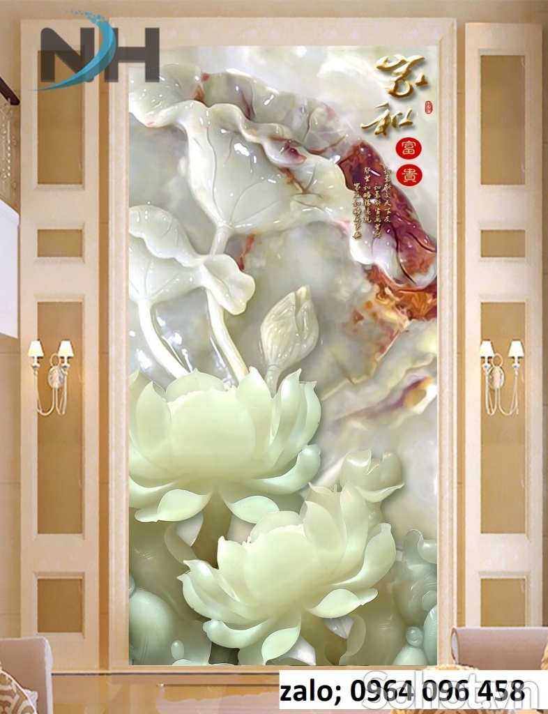 Tranh gạch hoa sen 3d - CMMN8