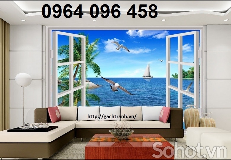 tranh gạch 3d cửa số dán tường - 54CM