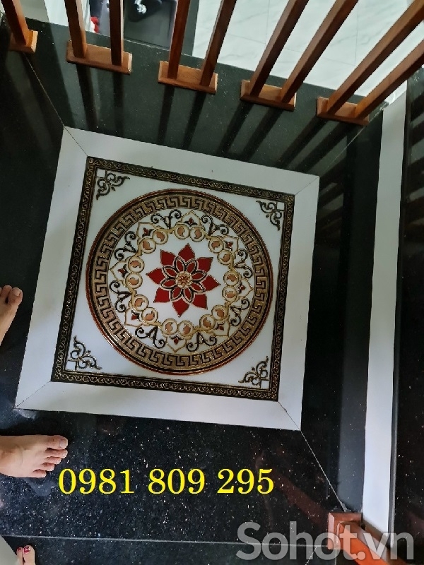 Thảm trang trí , mẫu thảm gạch lát cầu thang phối đá
