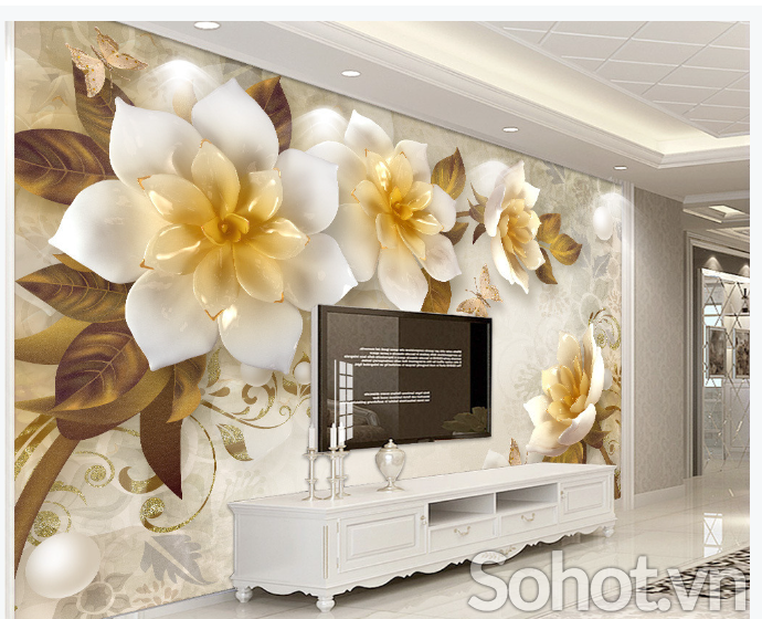 Tranh gạch men hoa 3D trang trí phòng