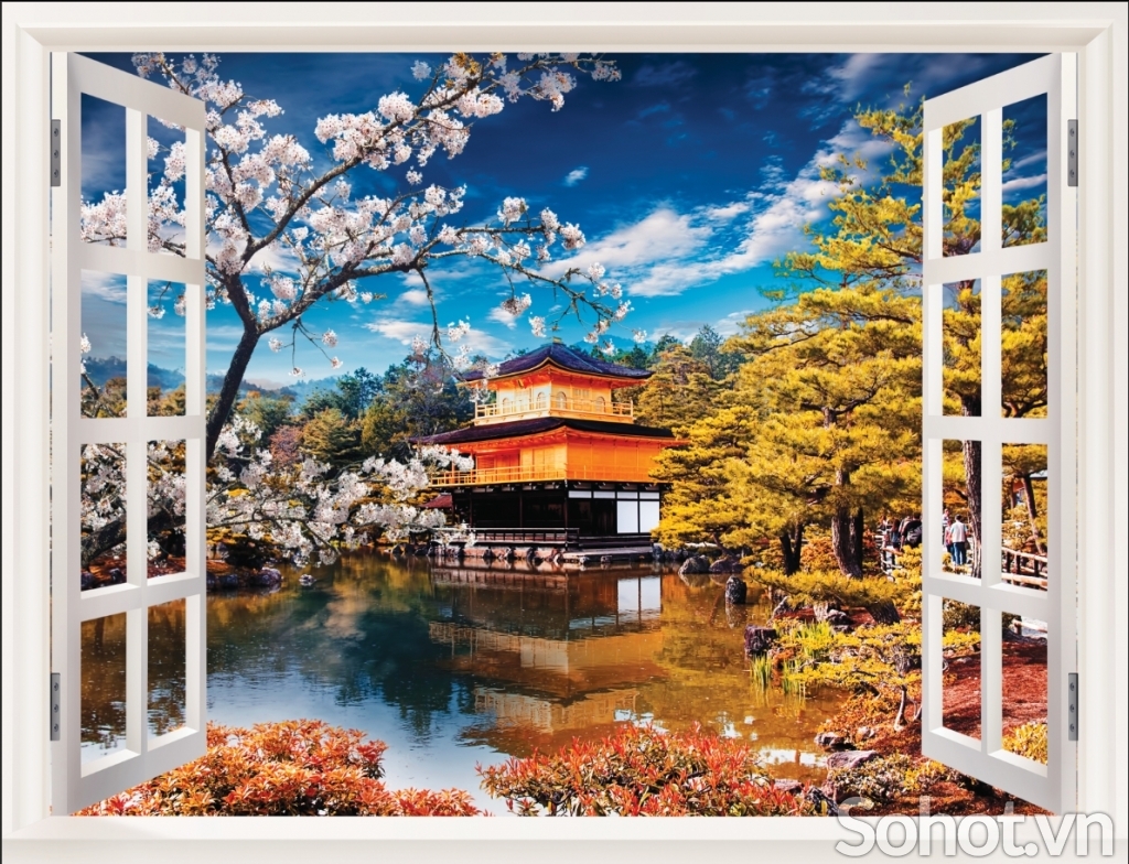 tranh cửa sổ 3D, tranh gạch trang trí tường