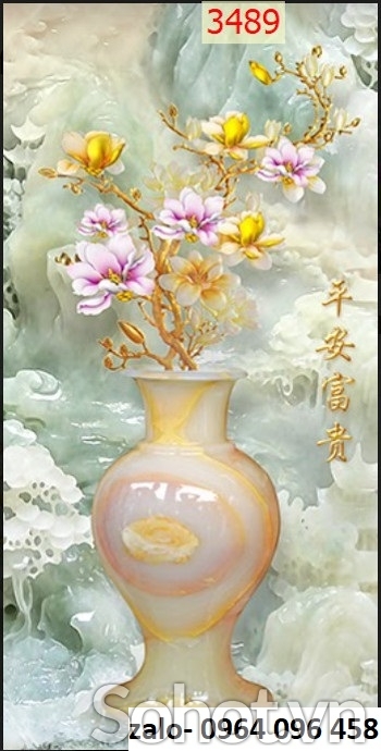 Tranh gạch 3d bình hoa sứ ngọc - NVC32