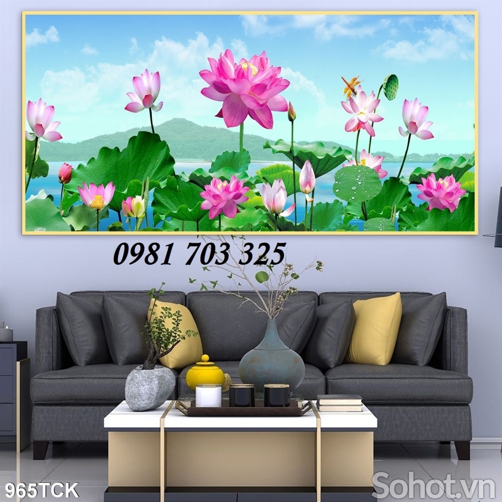 Gạch tranh hoa sen phong thủy 3D