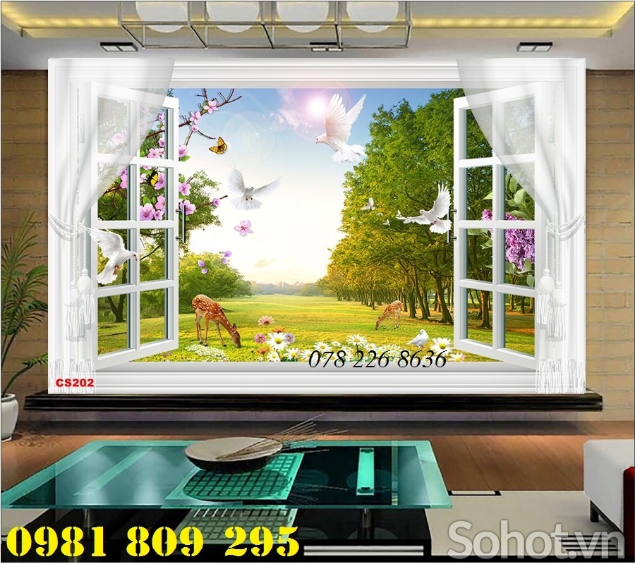 Tranh gạch 3d cửa sổ phong cảnh  - gạch tranh 3d