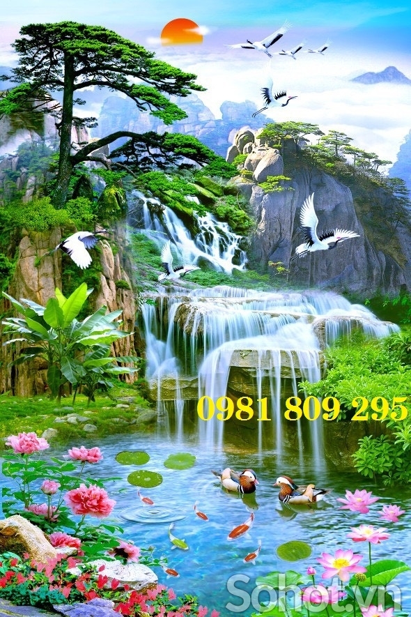 Mẫu tranh phong cảnh khổ đứng- gạch tranh