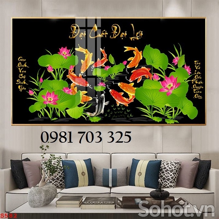Tranh gạch cá chép 3D đẹp