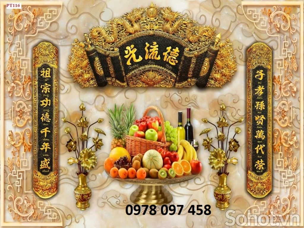 Tranh dán phòng thờ - gạch tranh 3D