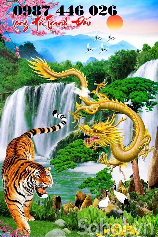 Tranh gạch men long hổ tranh đấu HP722