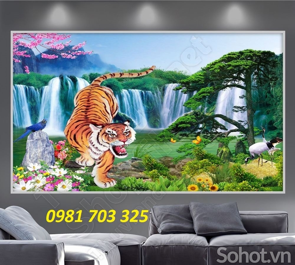 Tranh gạch đẹp trang trí hổ 3D