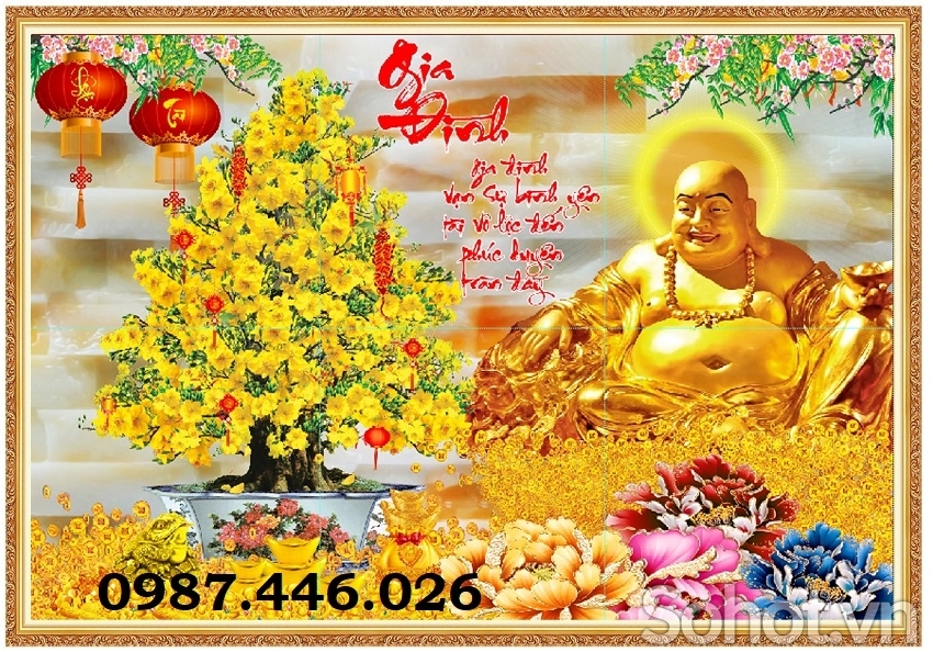 Gạch tranh cây tiền vàng thần tài HP9242