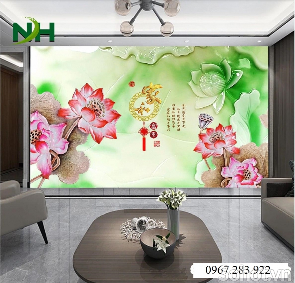 Gạch men ốp tường hoa sen 3d trang trí