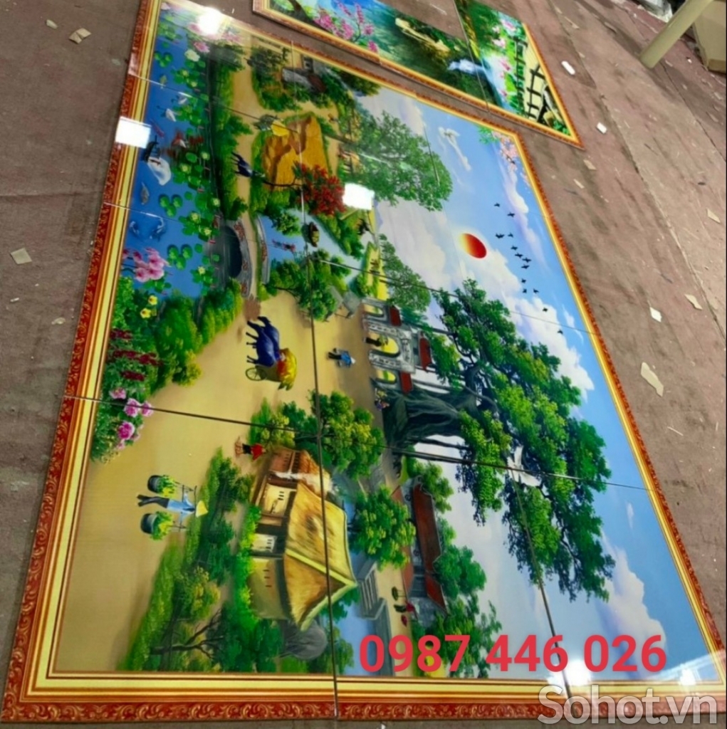 Gạch tranh phong cảnh làng quê HP9873