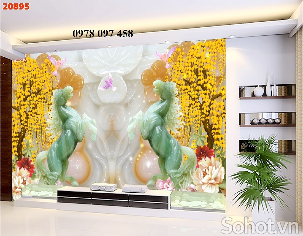Gạch tranh ốp phòng khách.