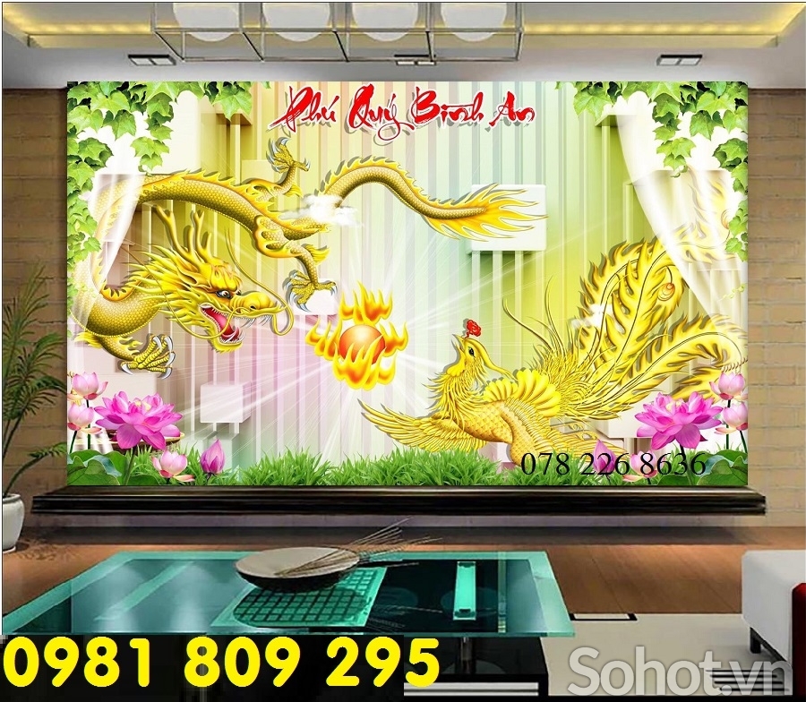 Gạch tranh 3d , tranh long phụng