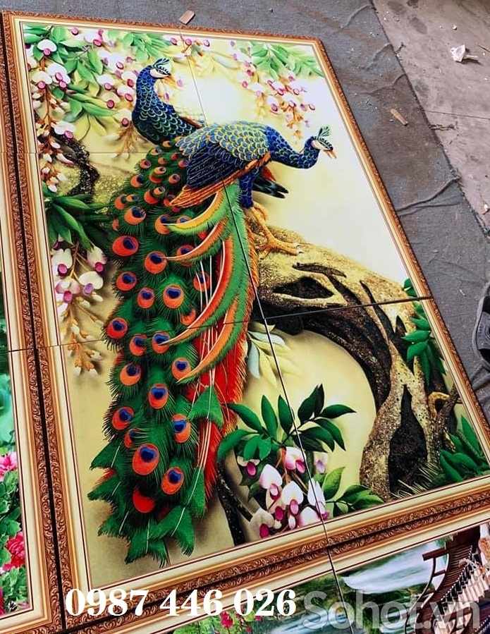 Gạch in tranh chim công 3d HP8283