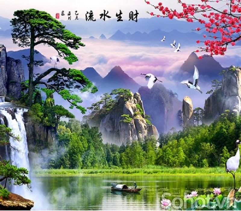 gạch tranh sơn thủy 3d