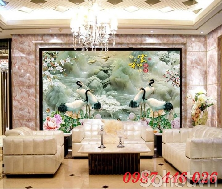 Tranh gạch chim hạc ngọc bích HP6282