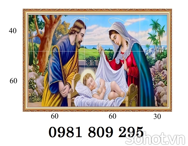 Tranh công giáo, tranh gạch 3D đức mẹ Maria GP528