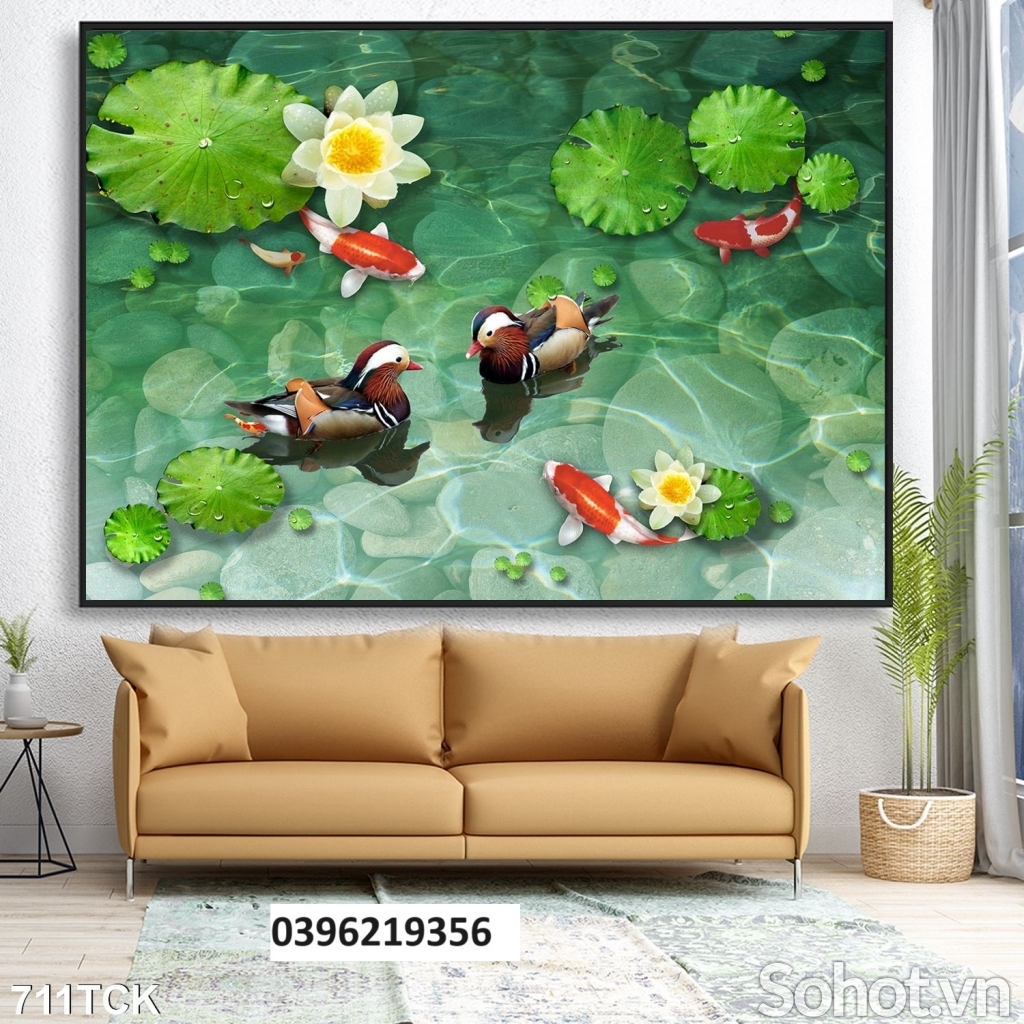 Gạch tranh cá chép 3d trang trí nhà