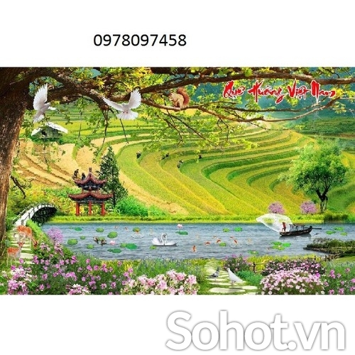 Tranh gạch men phong cảnh ruộng bậc thang