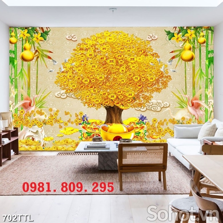 Gạch phong thủy , tranh gạch cây kim tiền