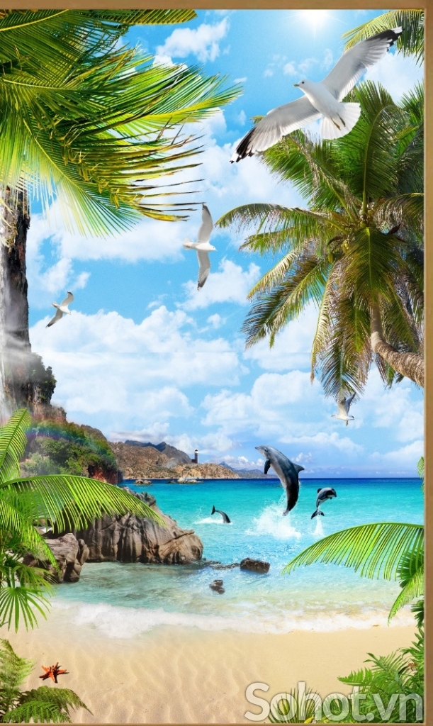 Tranh gạch 3d phong cảnh biển - SJK90