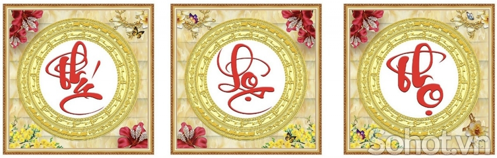Bộ gạch tranh chữ Phúc Lộc Thọ HP9432