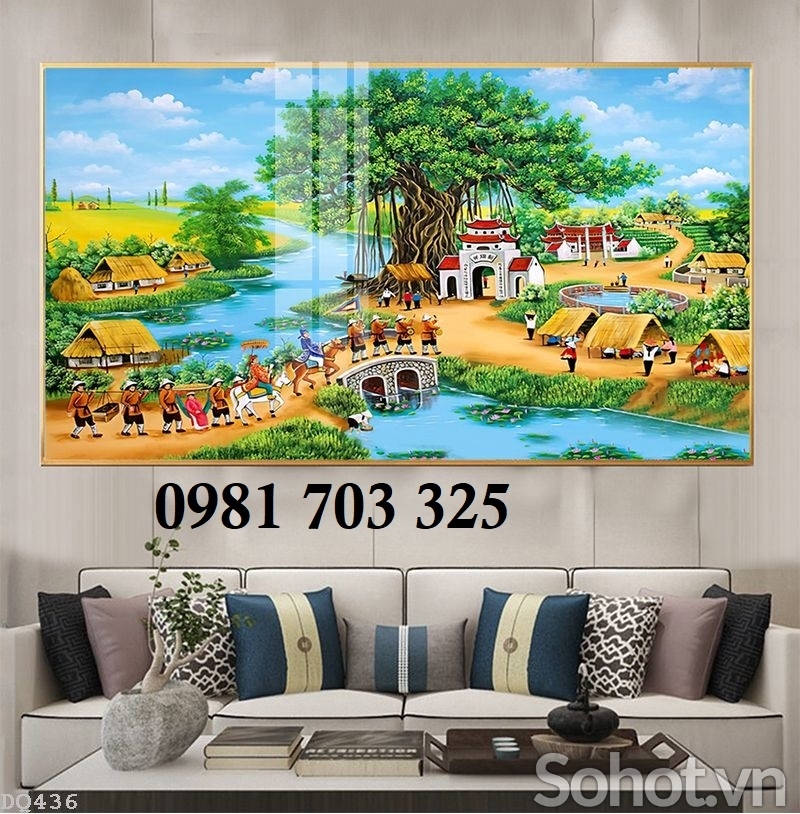 Tranh gạch men phong cảnh đồng quê 3D