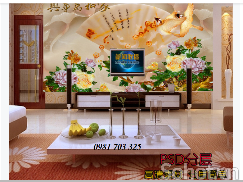 Tranh trang trí phòng khách- tranh gạch ốp tường