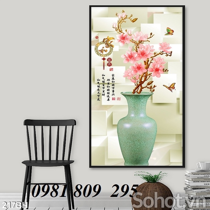 Tranh 3d bình hoa - gạch tranh 3d ốp phòng