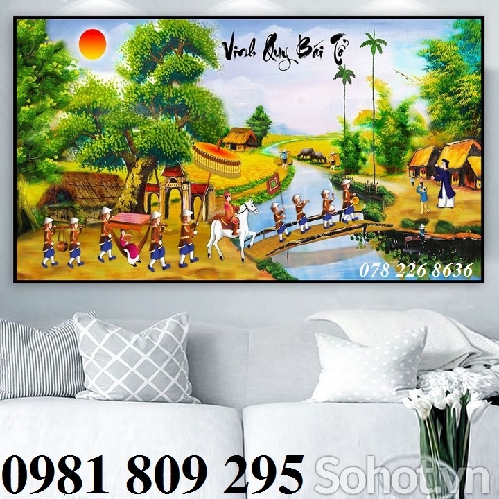 Tranh gạch ốp làng quê 3d