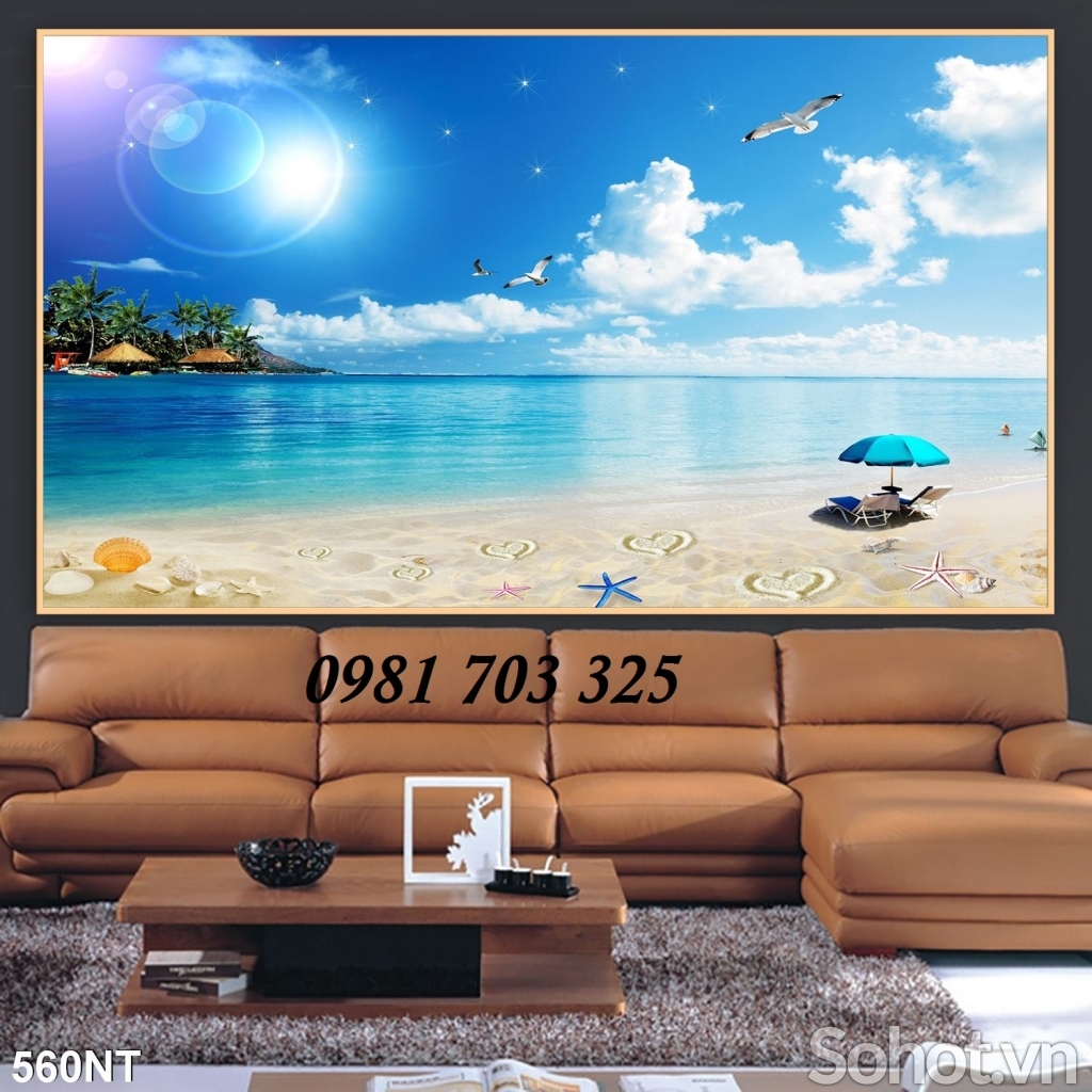 gạch tranh phong cảnh, tranh 3D bãi biển