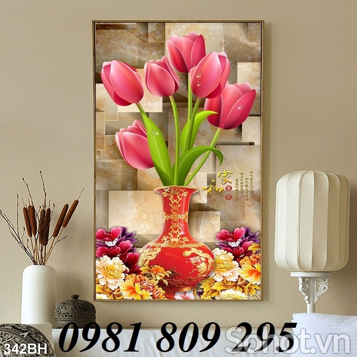 tranh gạch 3d phòng bếp 3 tấm