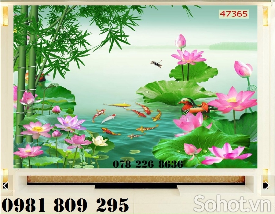 Tranh hoa sen ốp tường - gạch 3d