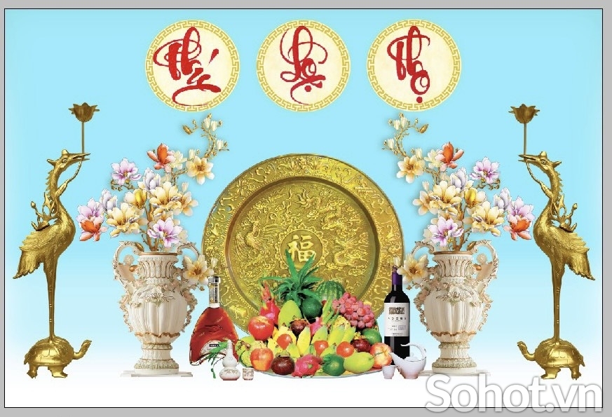 Tranh dán phòng thờ - tranh câu đối