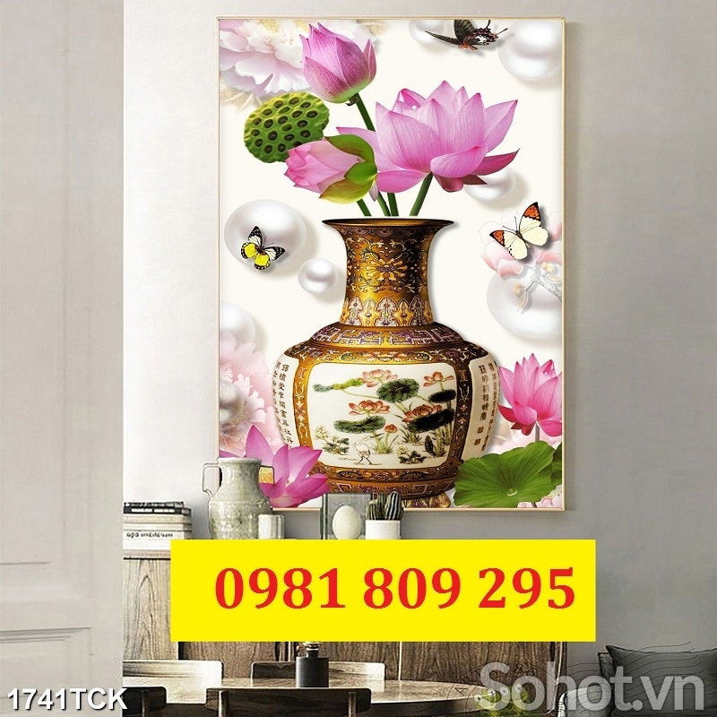 Gạch tranh , tranh cao cấp 3d bình hoa
