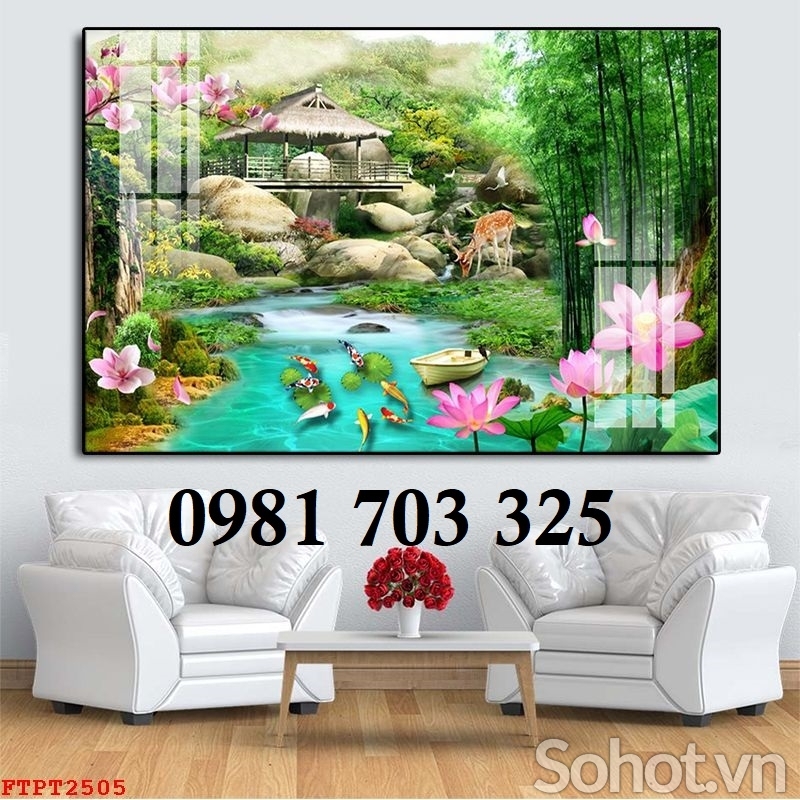 Tranh gạch phong cảnh thác nước dán tường