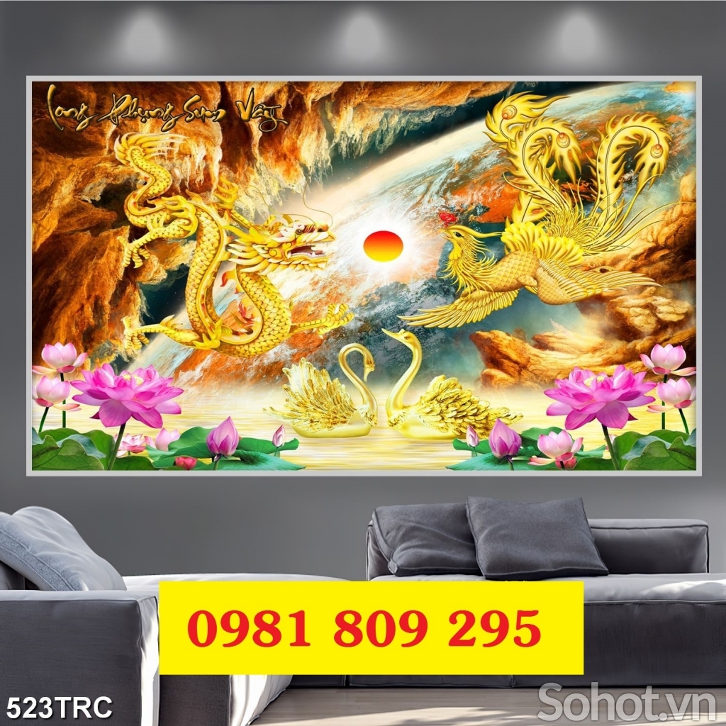 Tranh gạch men rồng phượng HP23365