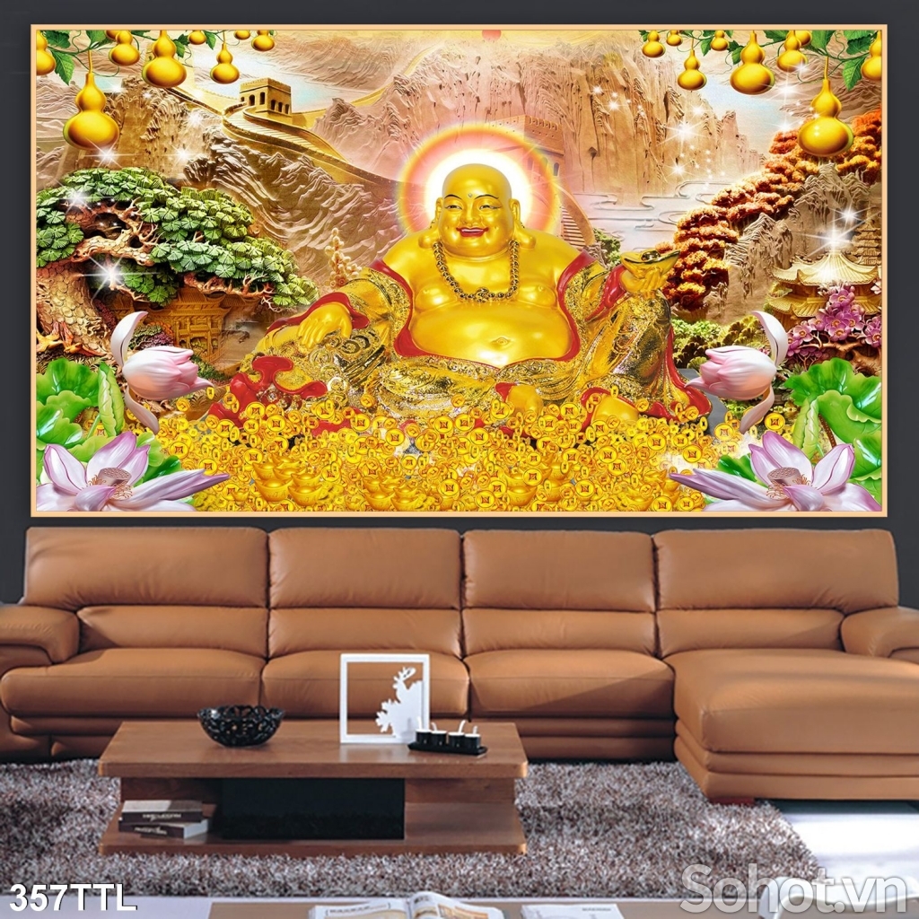 Gạch tranh 3d Phật Di Lặc phú quý