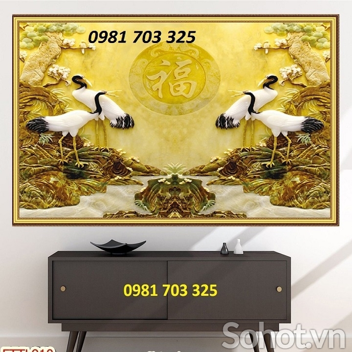 Tranh gạch chim hạc 3D đẹp trang trí