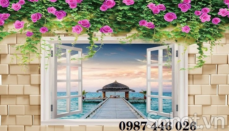 Gạch tranh cửa sổ 3d HP574
