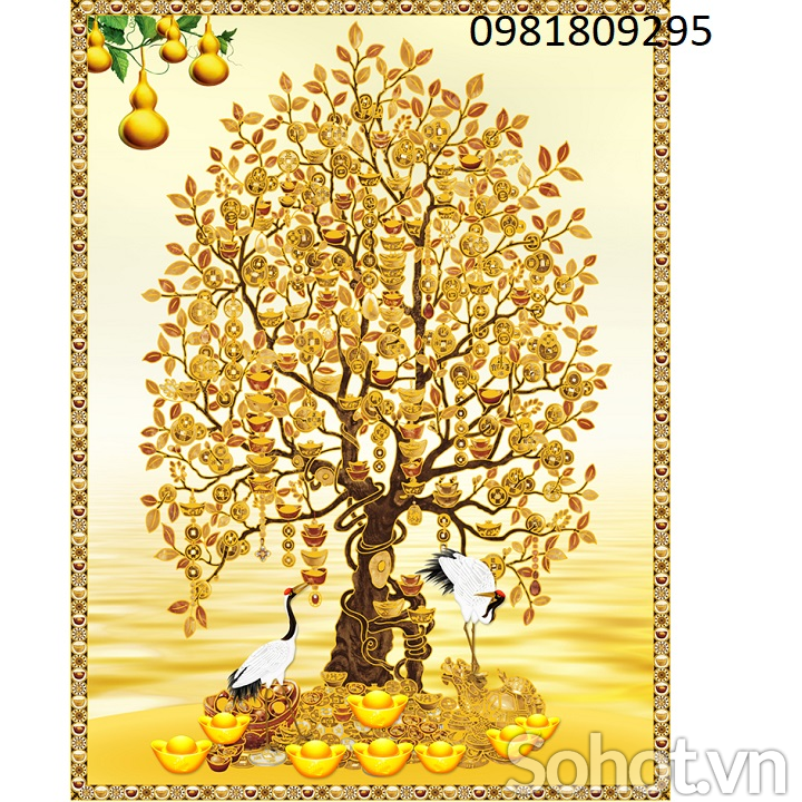 tranh cây kim tiền - gạch tranh 3d