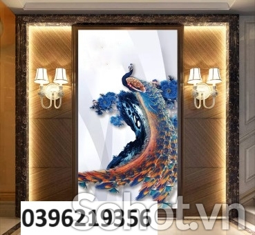 Tranh chim công đẹp trang