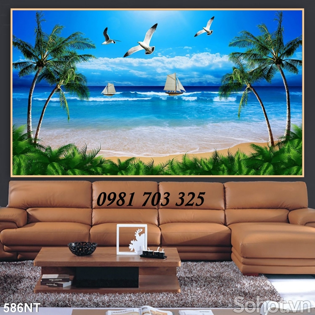 gạch tranh phong cảnh, tranh 3D bãi biển