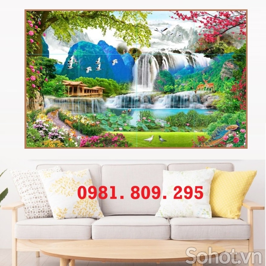 Gạch 3d tranh thiên nhiên , gạch tranh thác nước