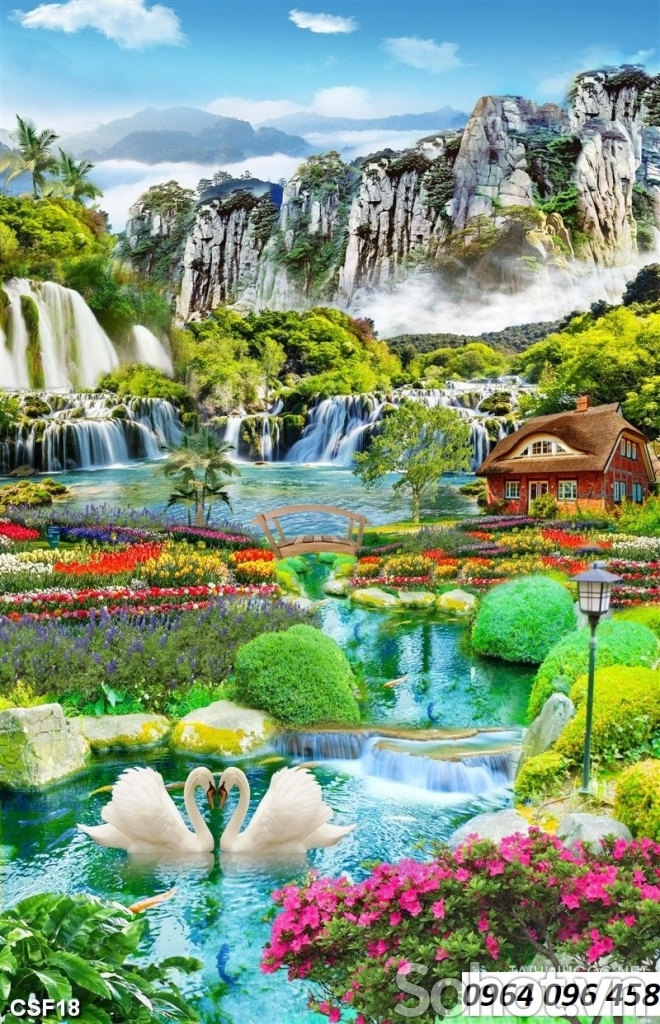 Tranh gạch 3d ốp tường khổ dọc - TNB43