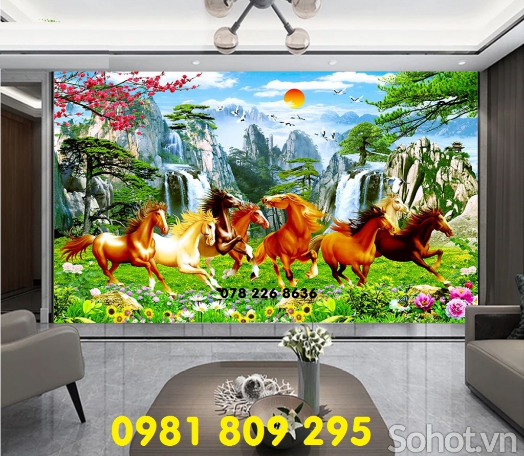 Gạch tranh ngựa mã đáo thành công HP8885